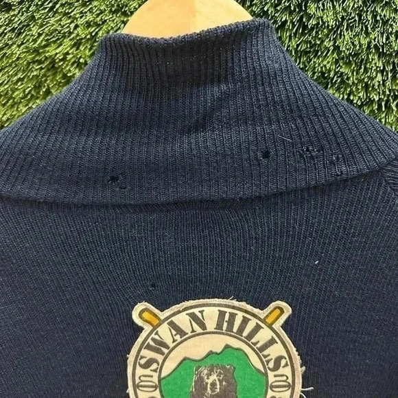 Vintage Colour Blocking Zip-up Curling  Sweater Medium - Picture 7 of 7